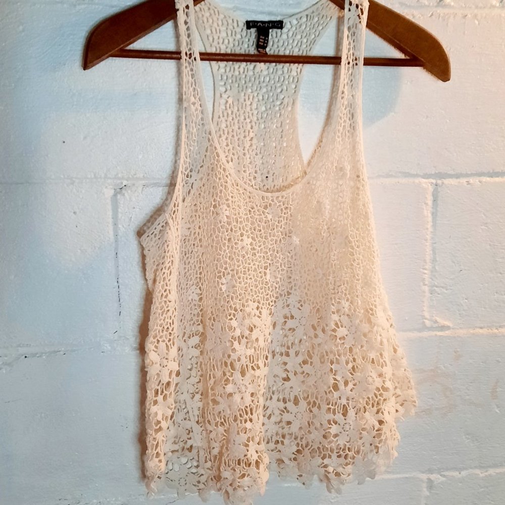 Off white crochet tank